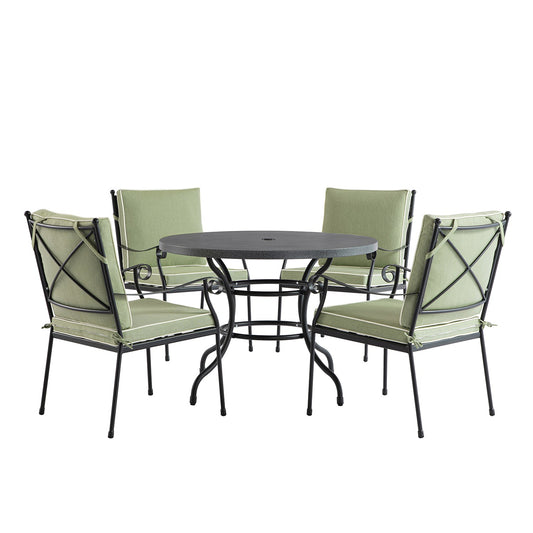 Haymes Indoor and Outdoor Metal 4 - Seater Round Dining Set, Reseda Green - daals