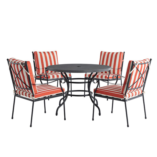 Haymes Indoor and Outdoor Metal 4 - Seater Round Dining Set, Scarlet Stripe - daals