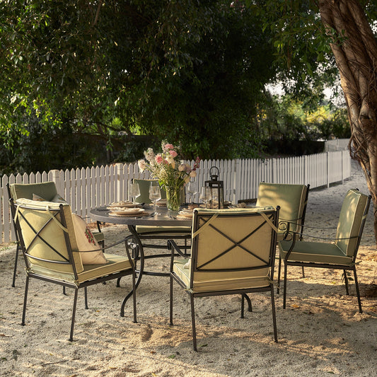 Haymes Indoor and Outdoor Metal 6 - Seater Round Dining Set, Reseda Green - daals